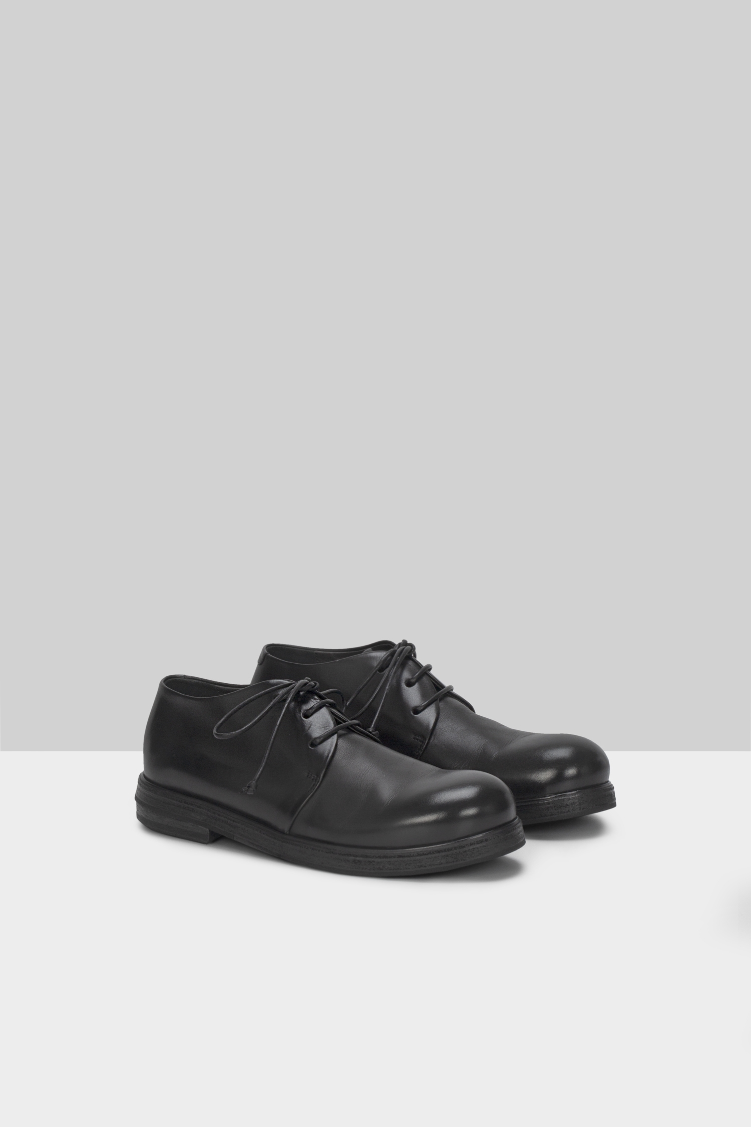 Zucca Zeppa Black Leather Derby Shoes