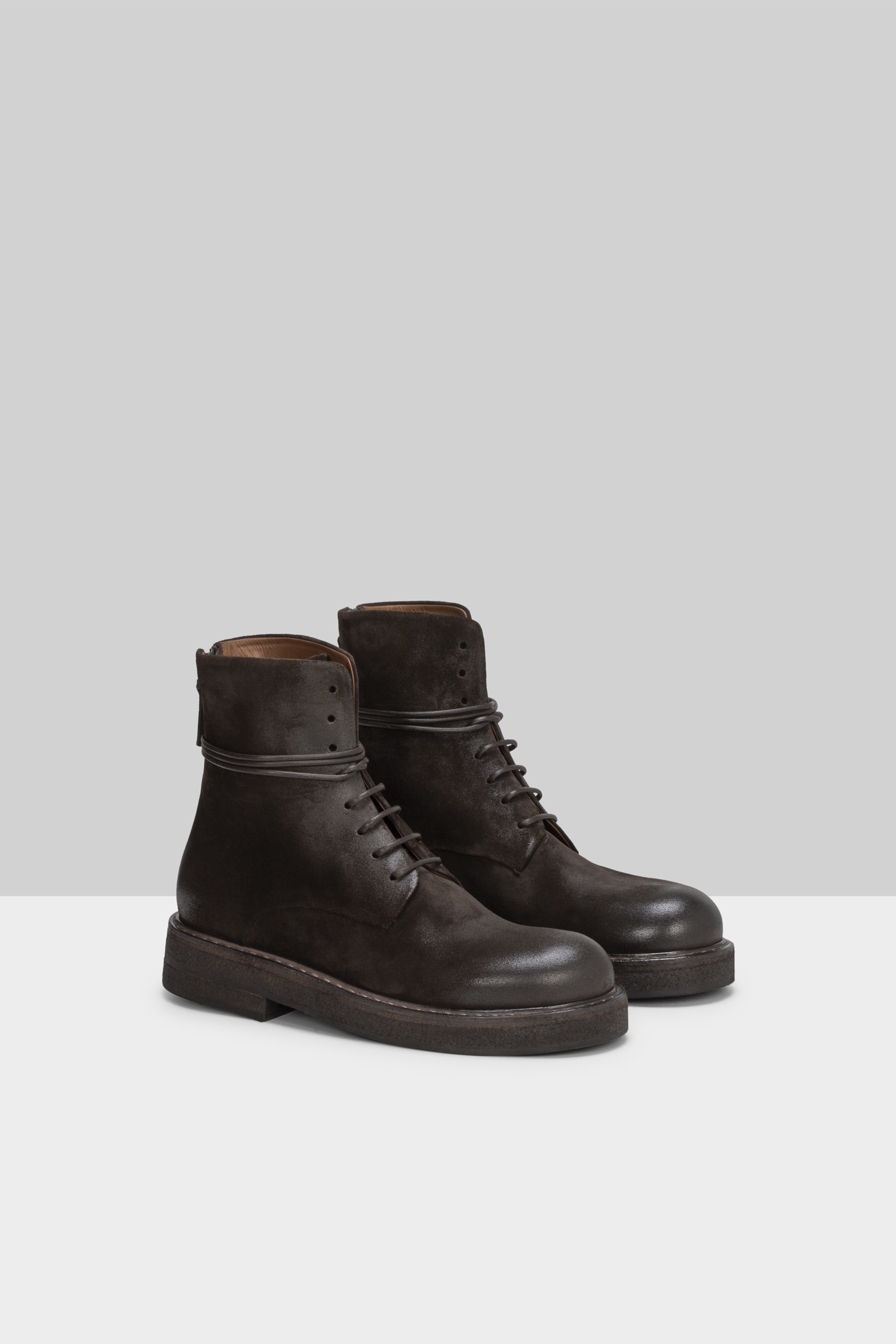 Parrucca Dark Brown Suede Combat Boots