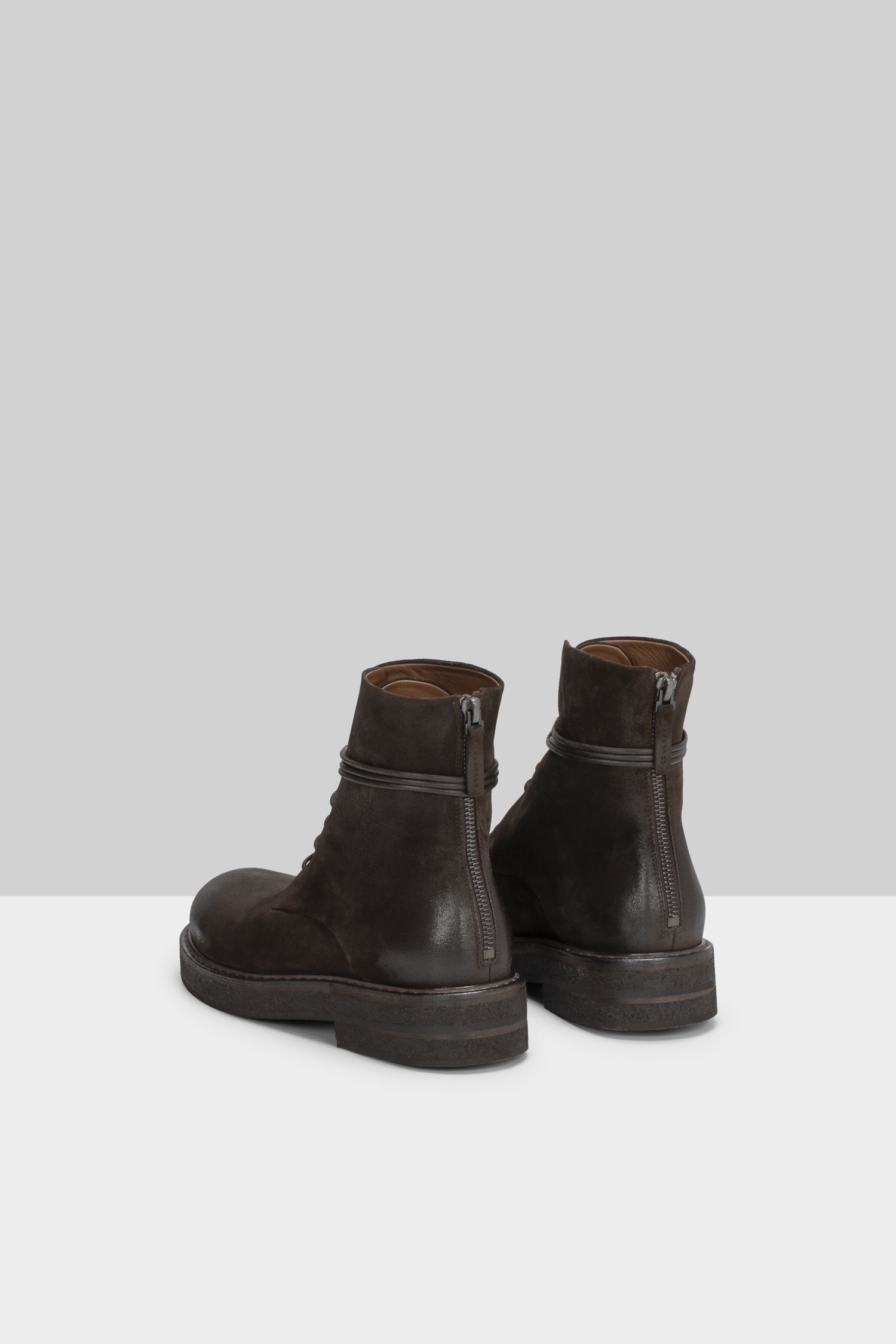 Parrucca Dark Brown Suede Combat Boots