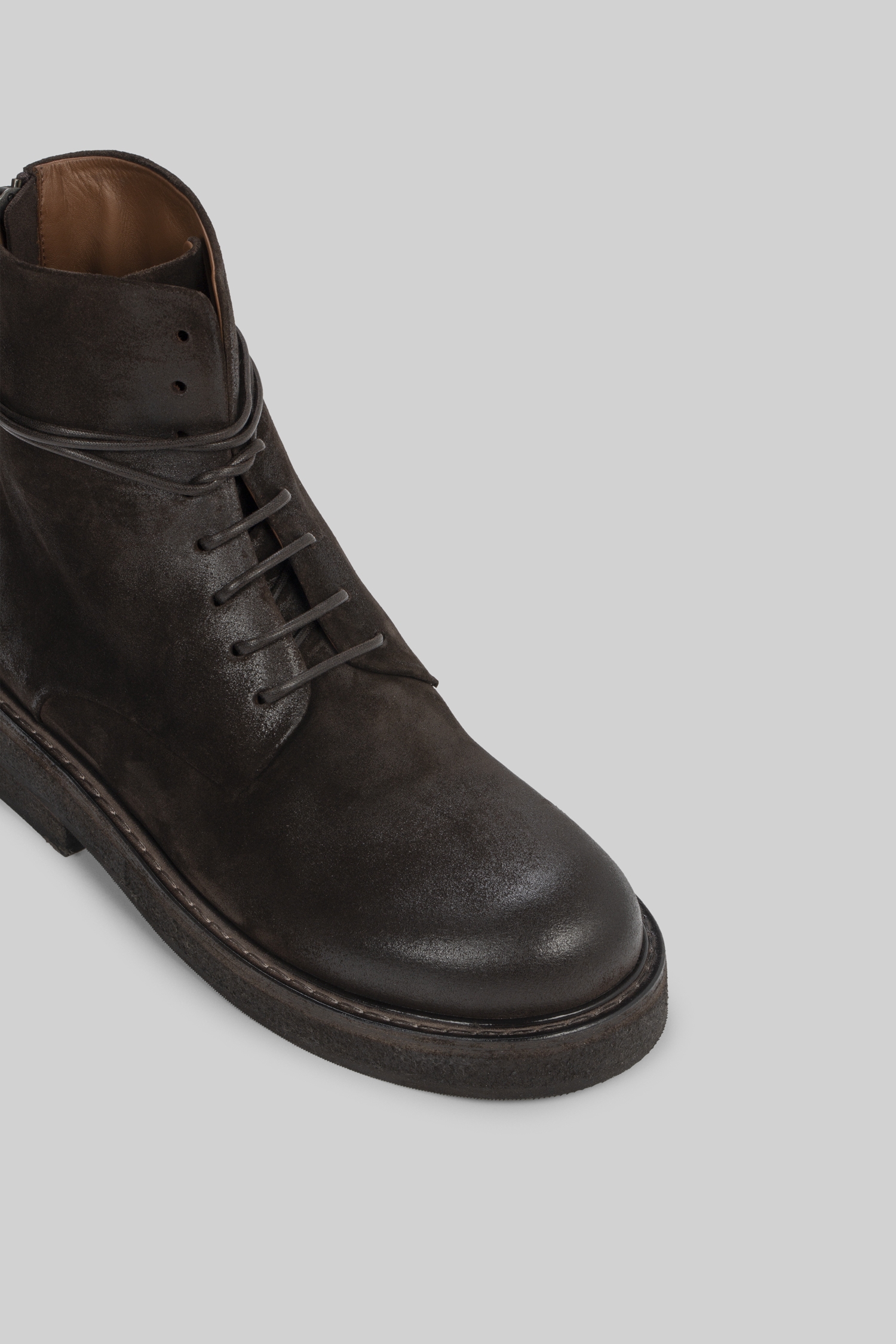 Parrucca Dark Brown Suede Combat Boots
