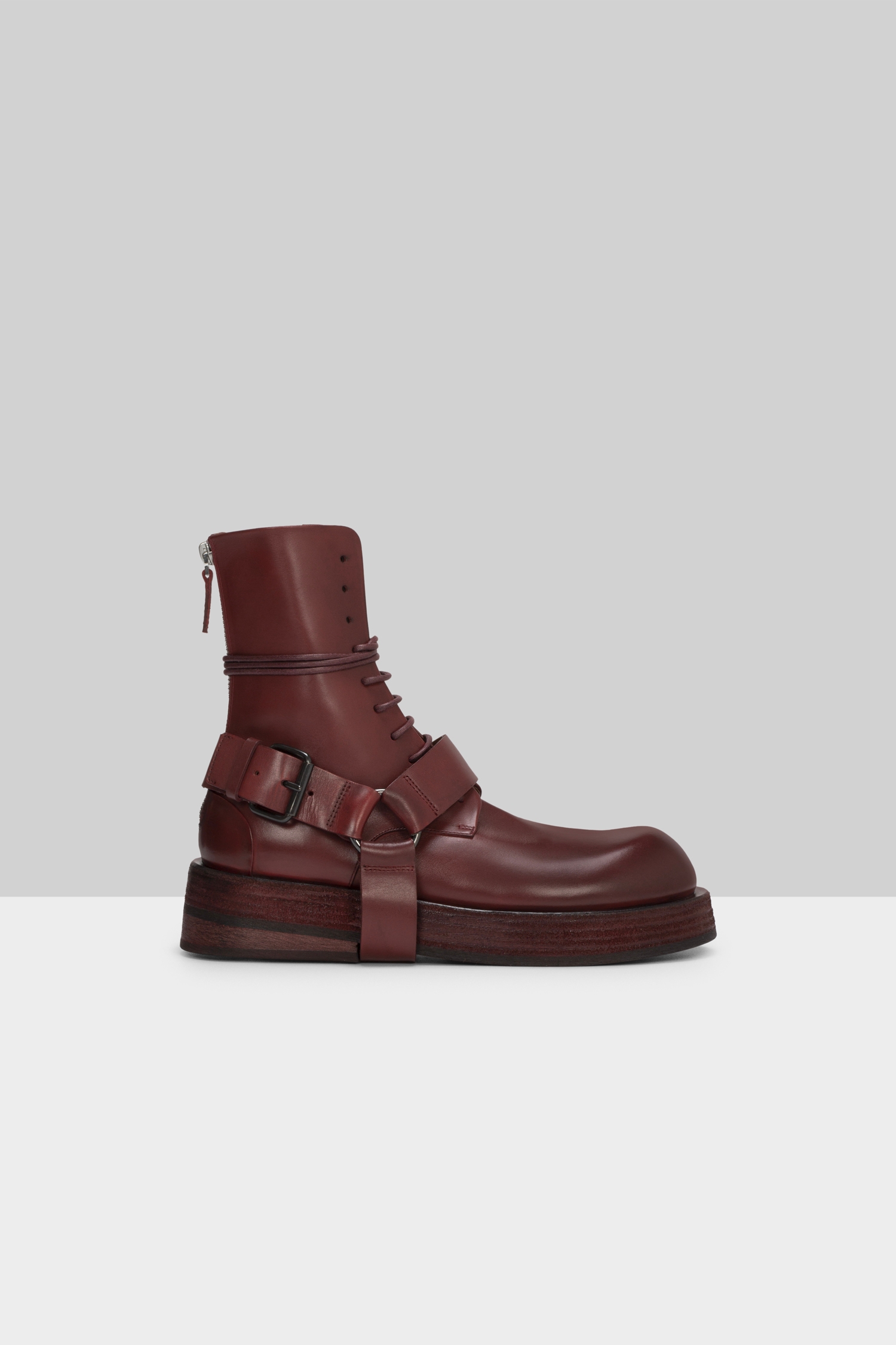 Musona Blood Red Leather Combat Boots