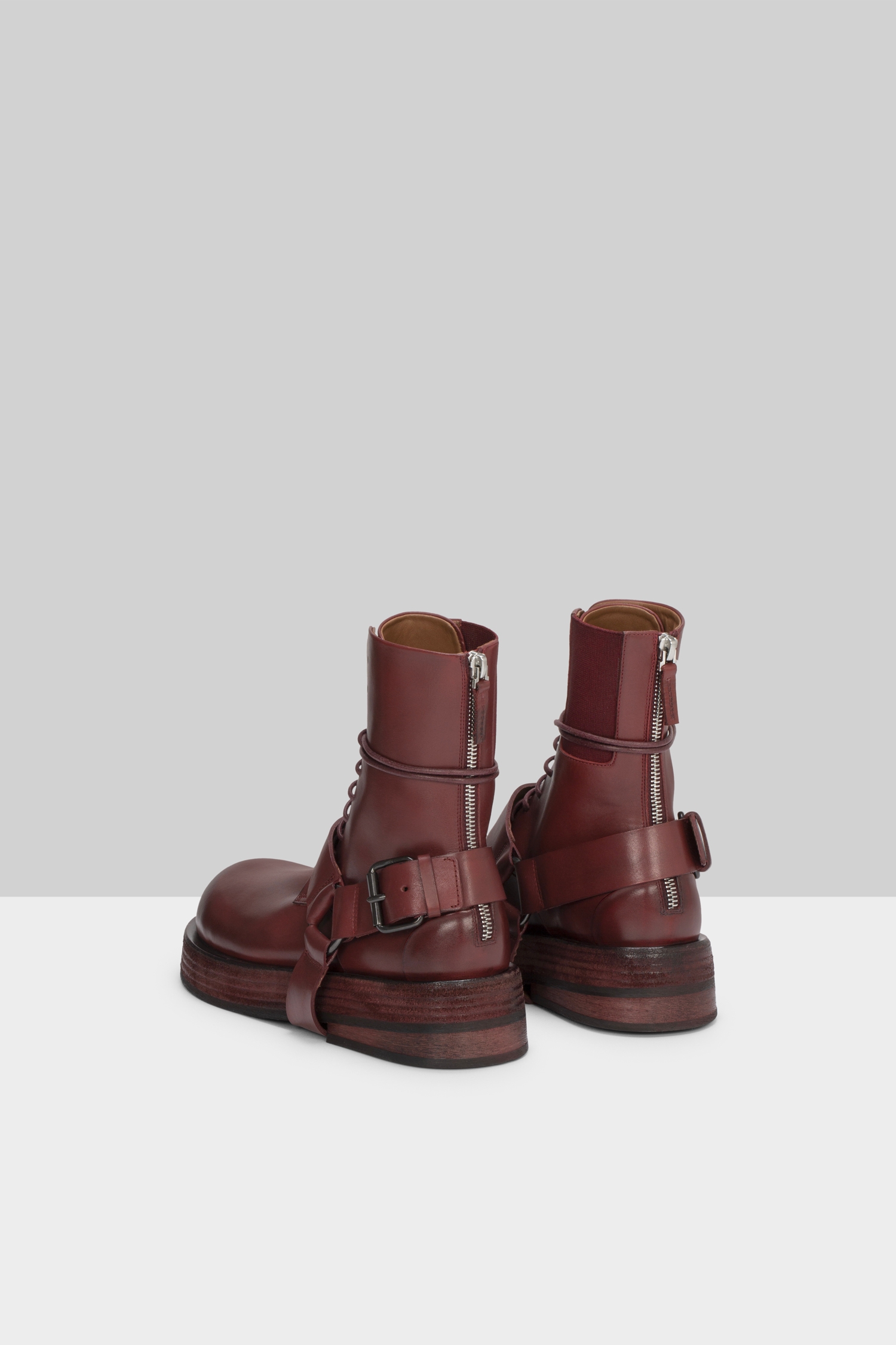 Musona Blood Red Leather Combat Boots