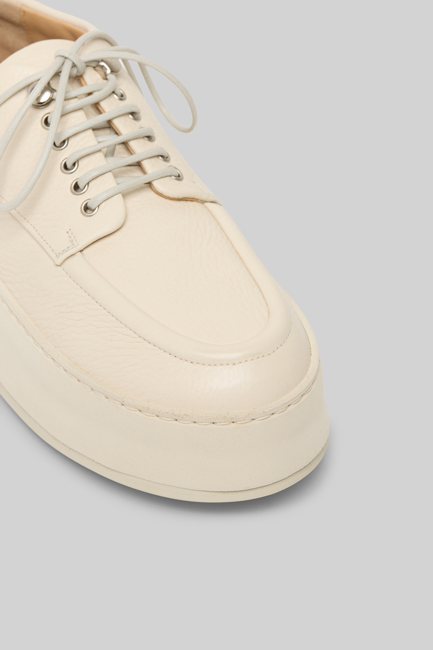Cassapana Ivory Leather Derby Shoes