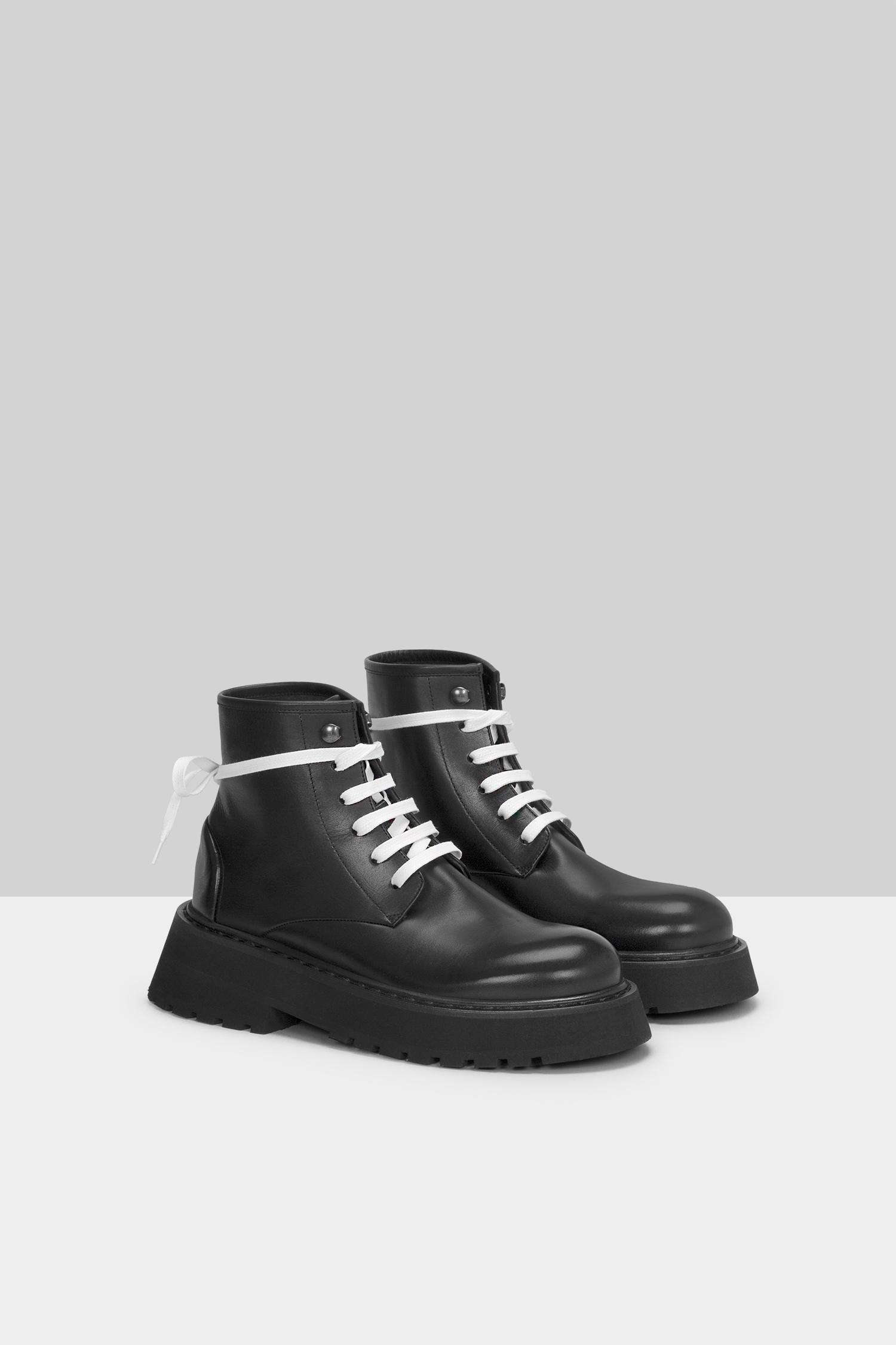 Micarro Black Leather Ankle Boots