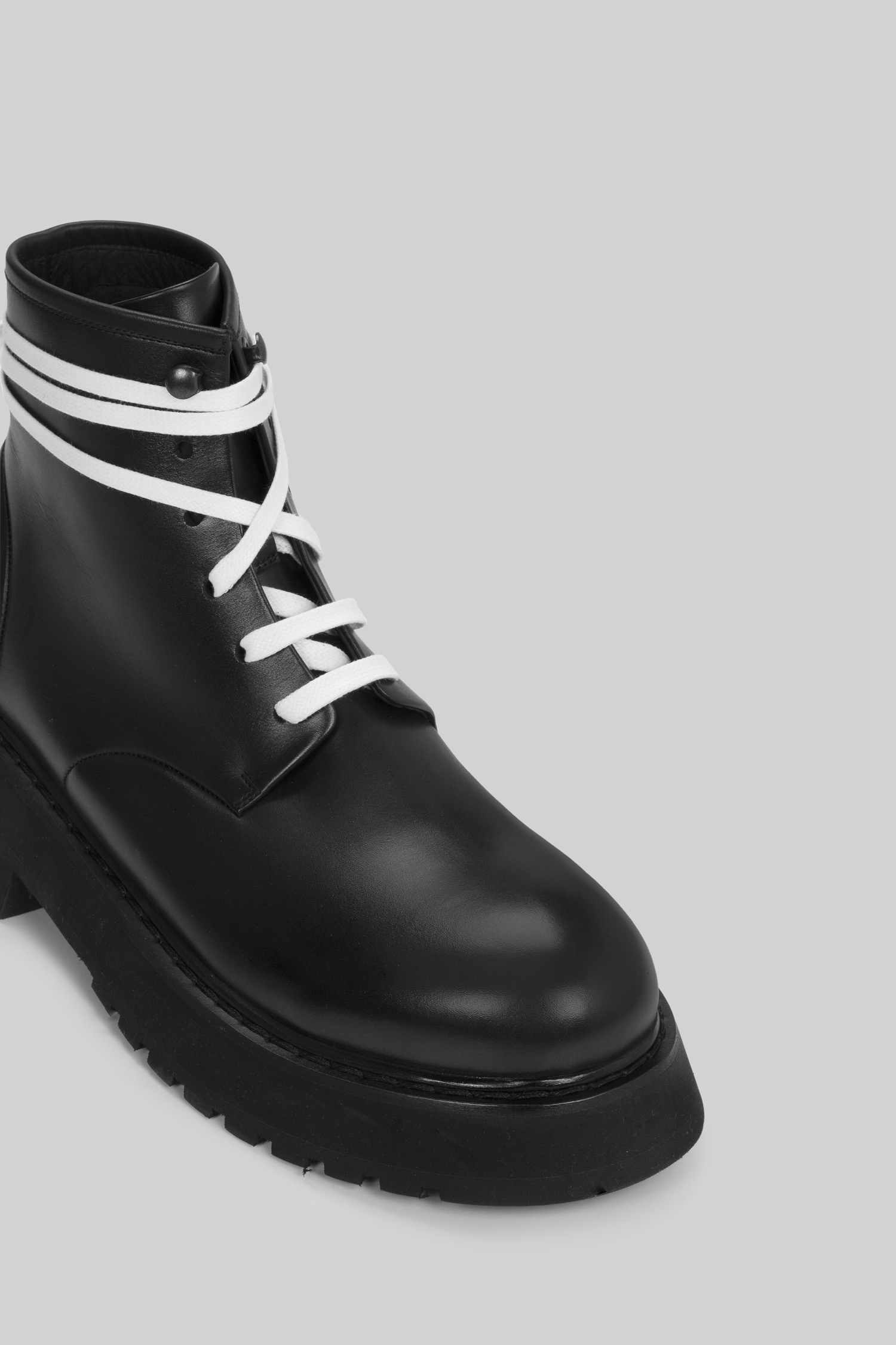Micarro Black Leather Ankle Boots