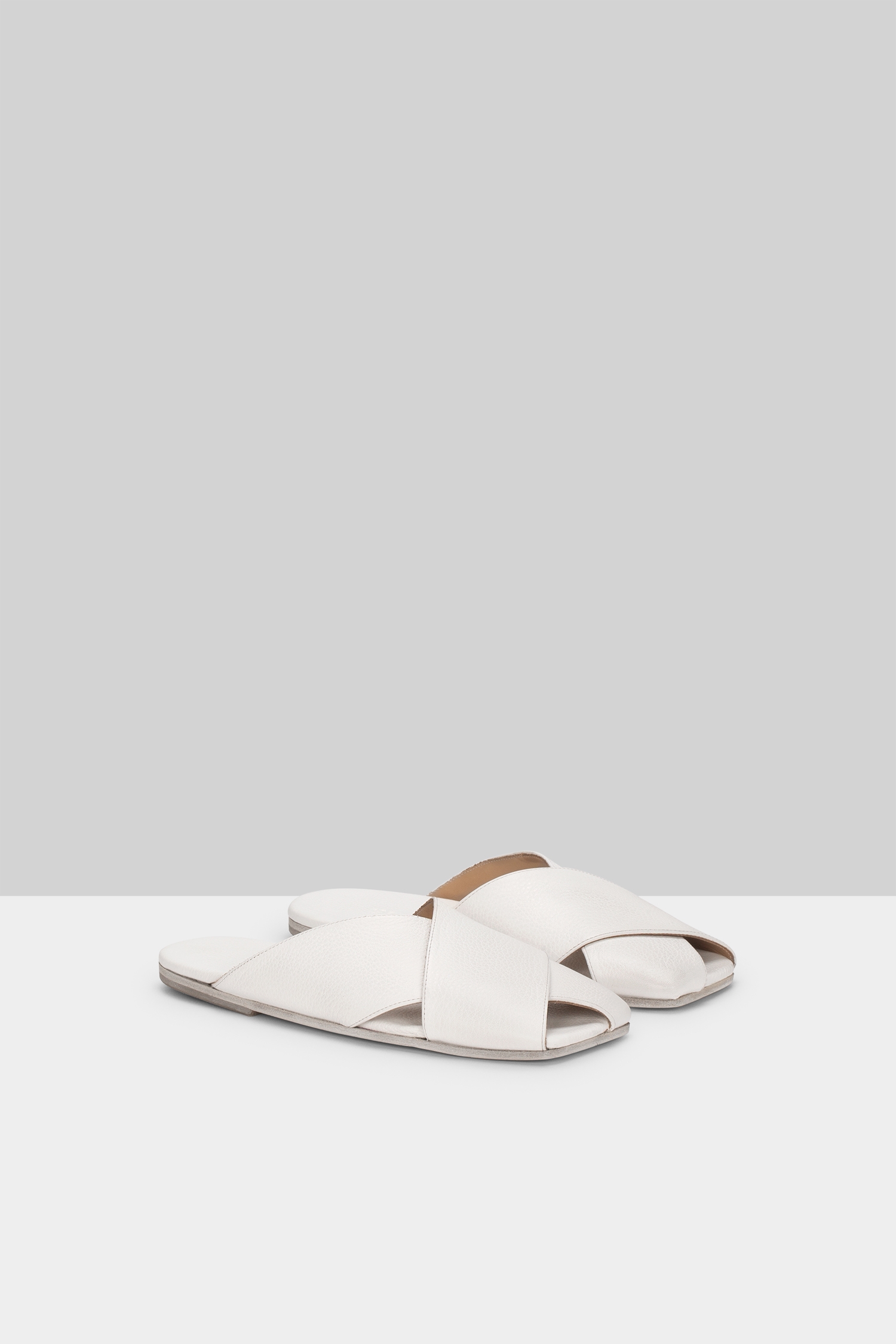 Spatola Optical White Leather Sandals