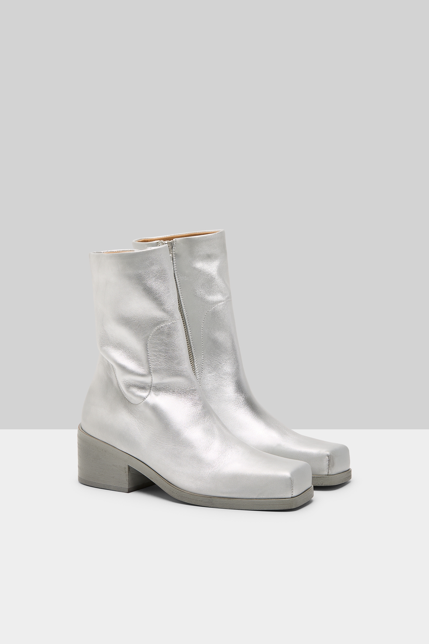 Cassello Silver Foil Ankle Boots