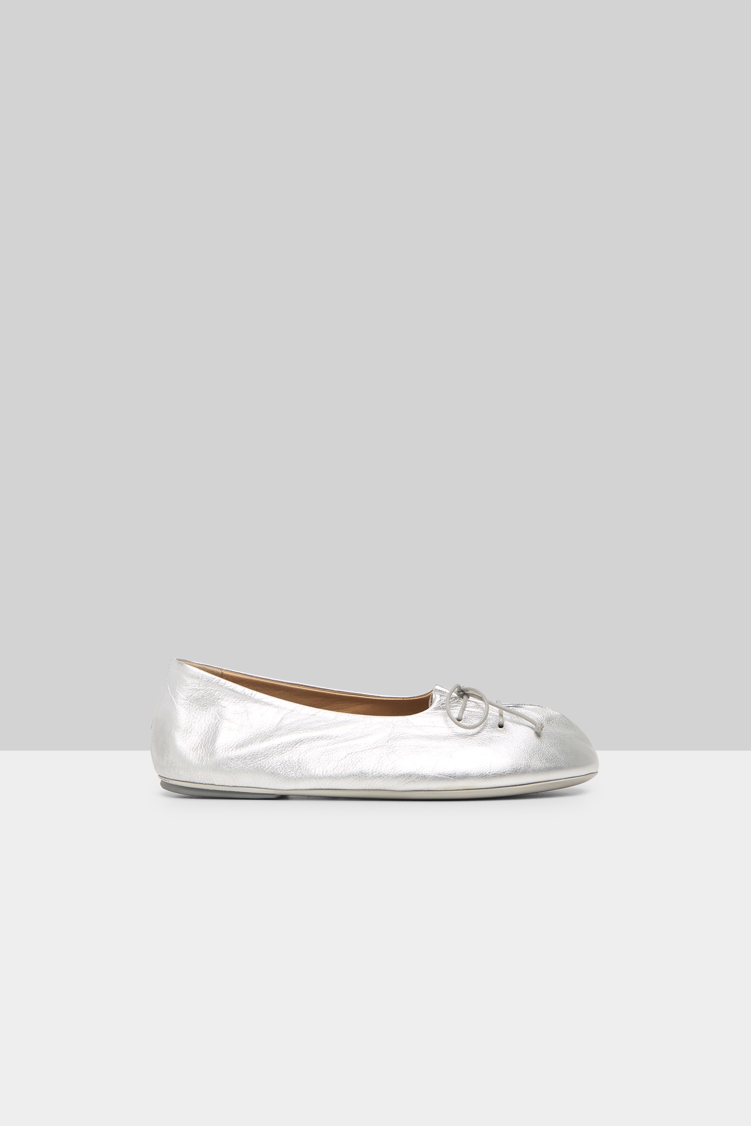 Girella Silver Foil Leather Ballerina Shoes