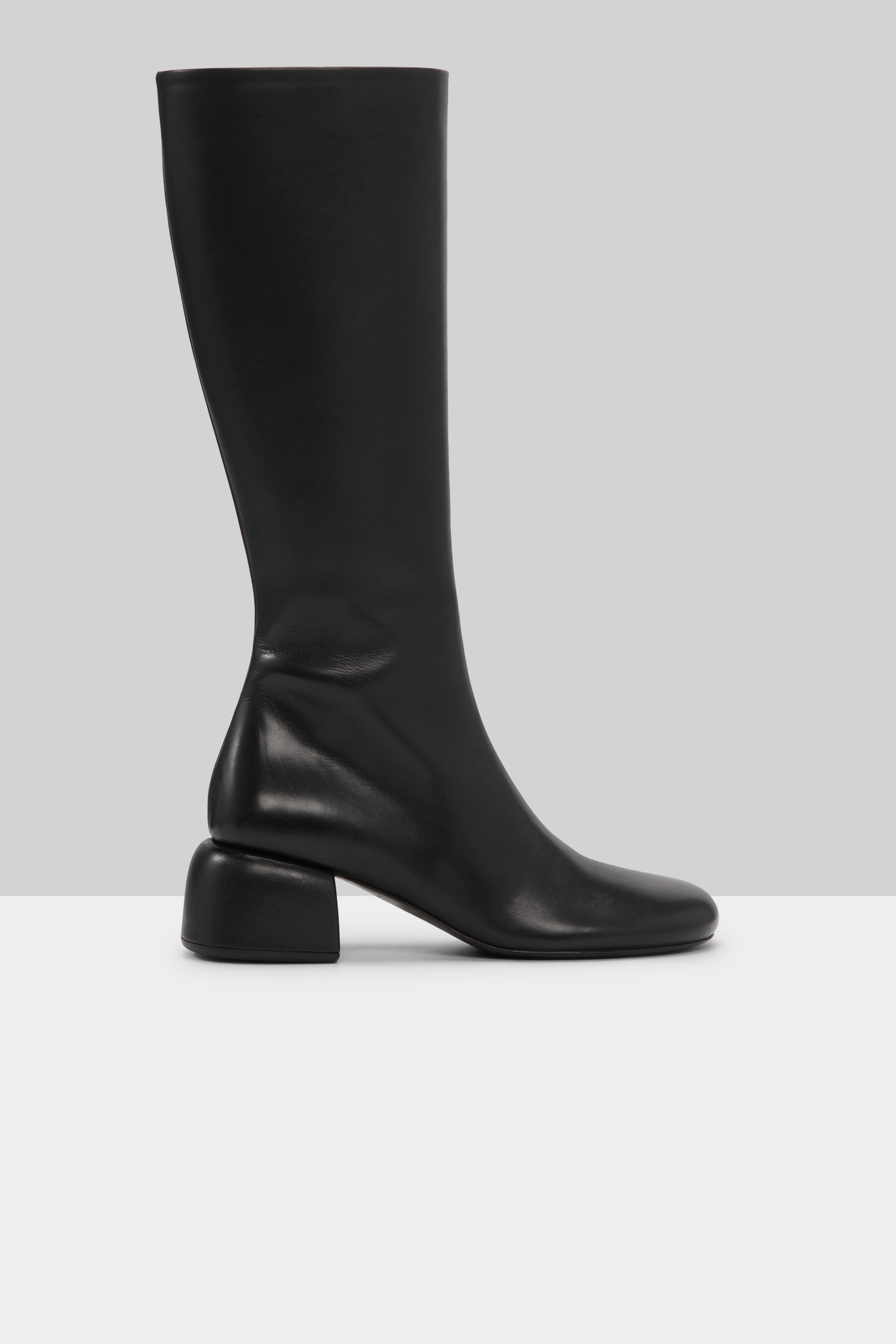 Basata Black Leather Knee High Boots