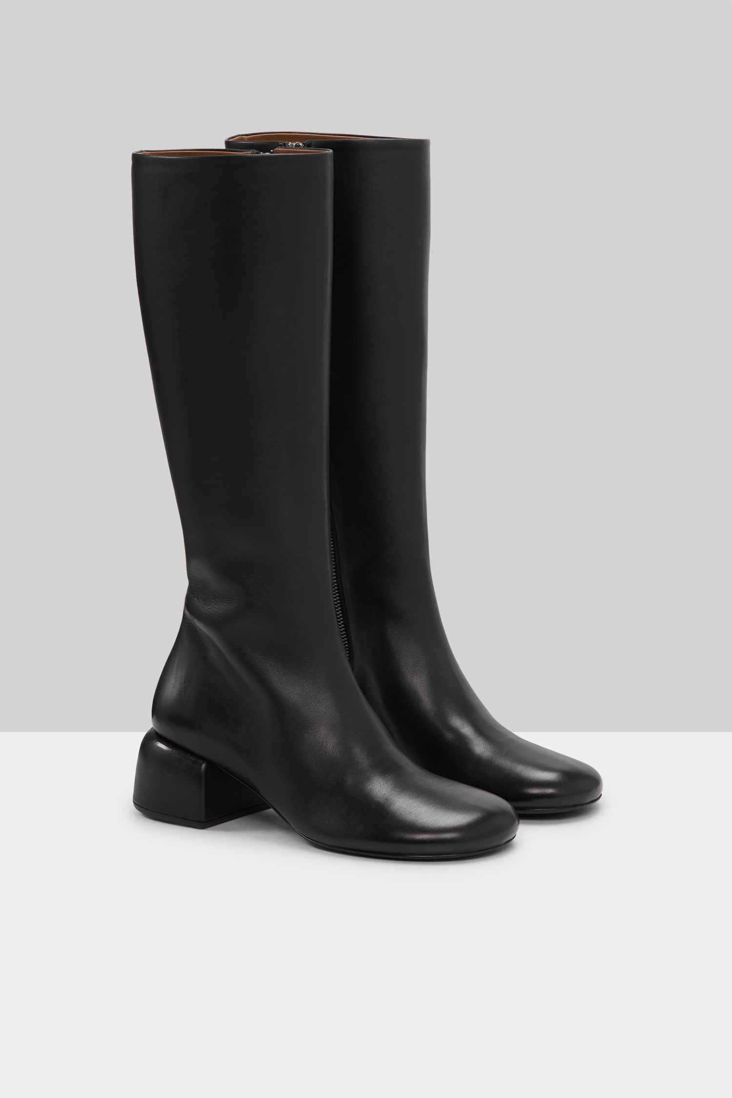 Basata Black Leather Knee High Boots