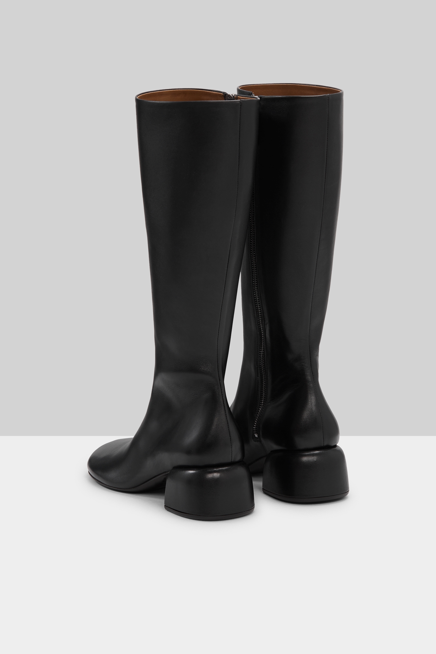 Basata Black Leather Knee High Boots