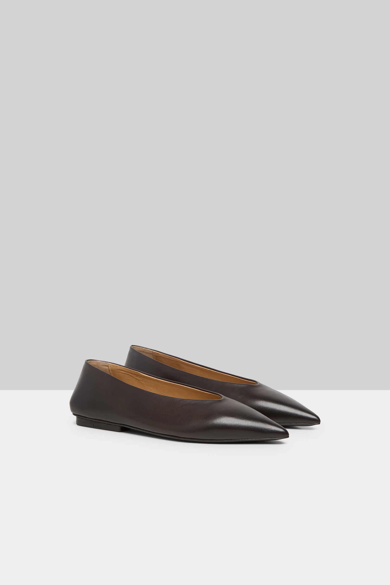Ago Dark Brown Leather Ballerina Shoes