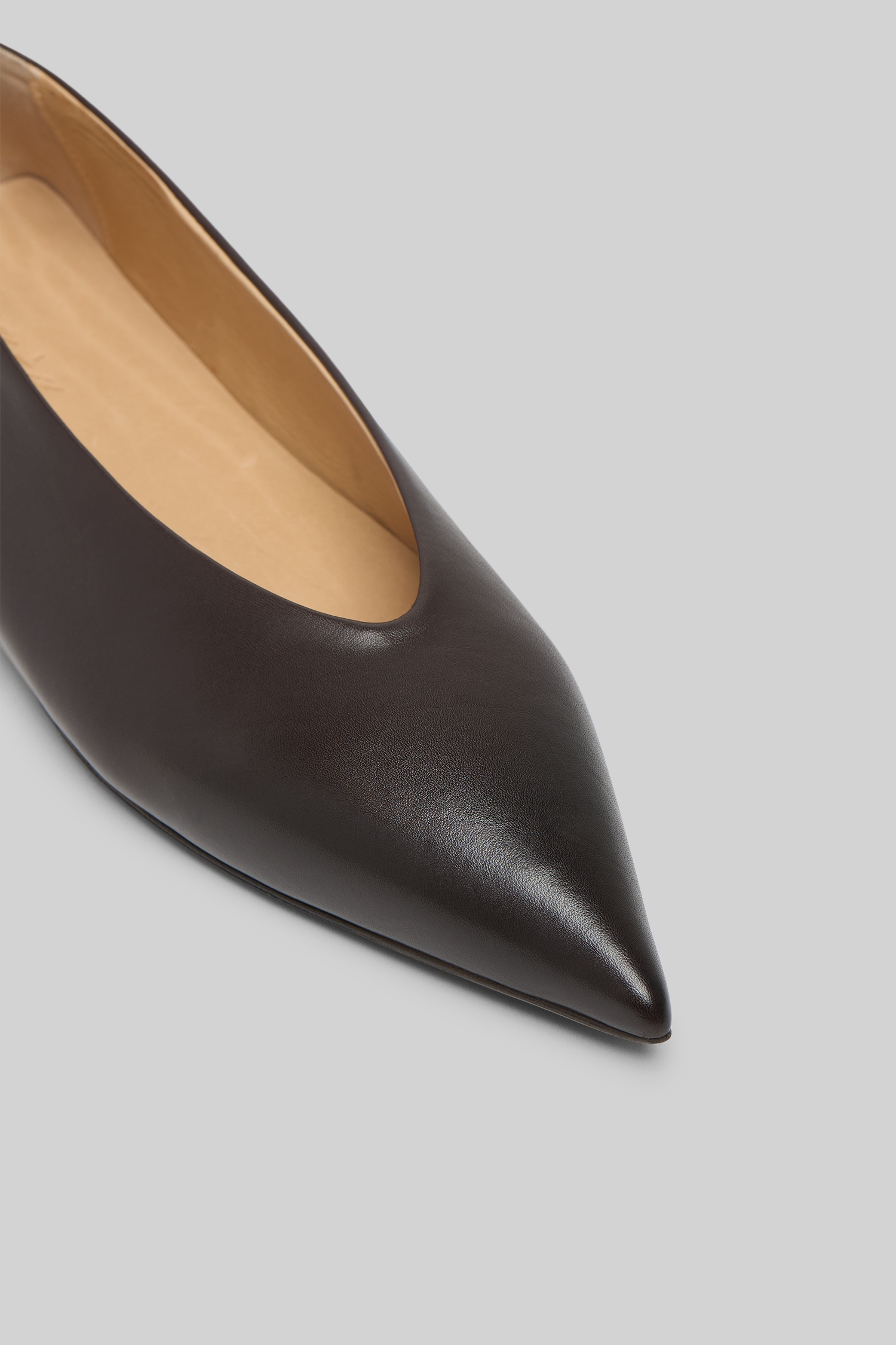 Ago Dark Brown Leather Ballerina Shoes