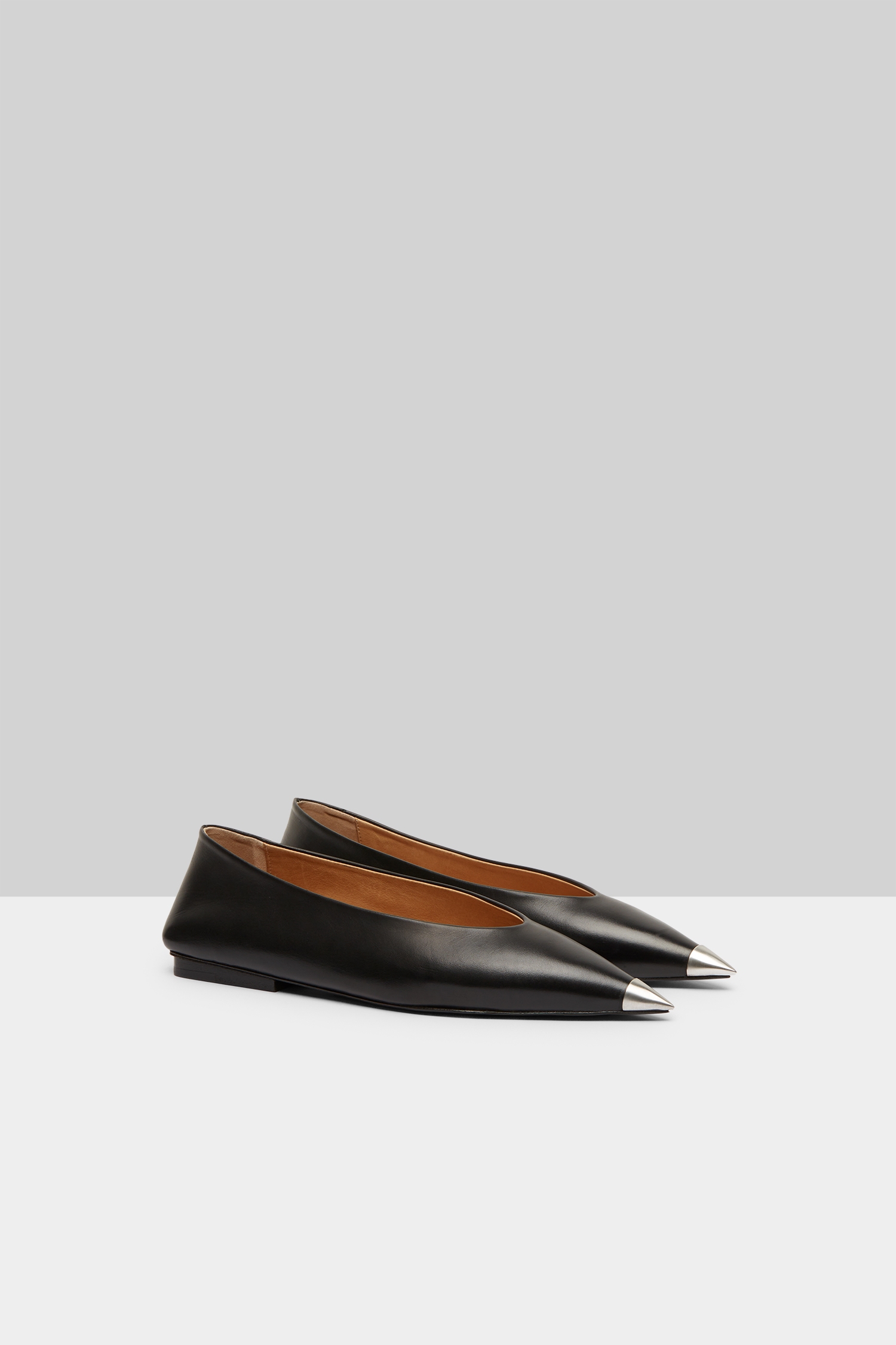 Ago Black Leather Ballerina Shoes