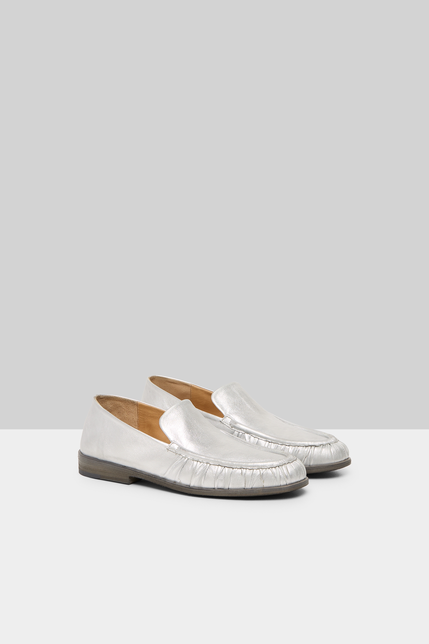 Mocassino Silver Foil Leather Loafers