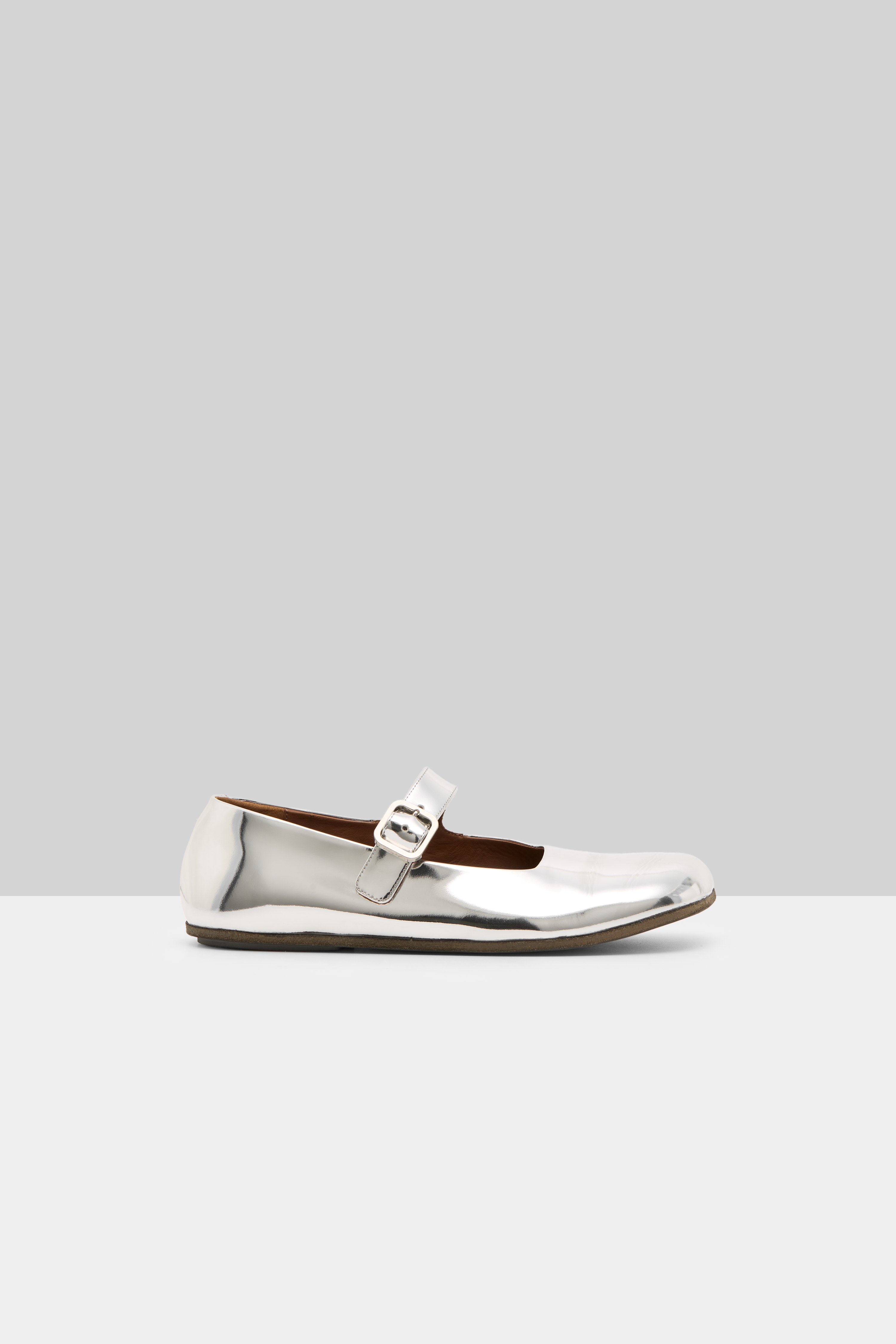 Appiedi Silver Foil Leather Ballerina Shoes