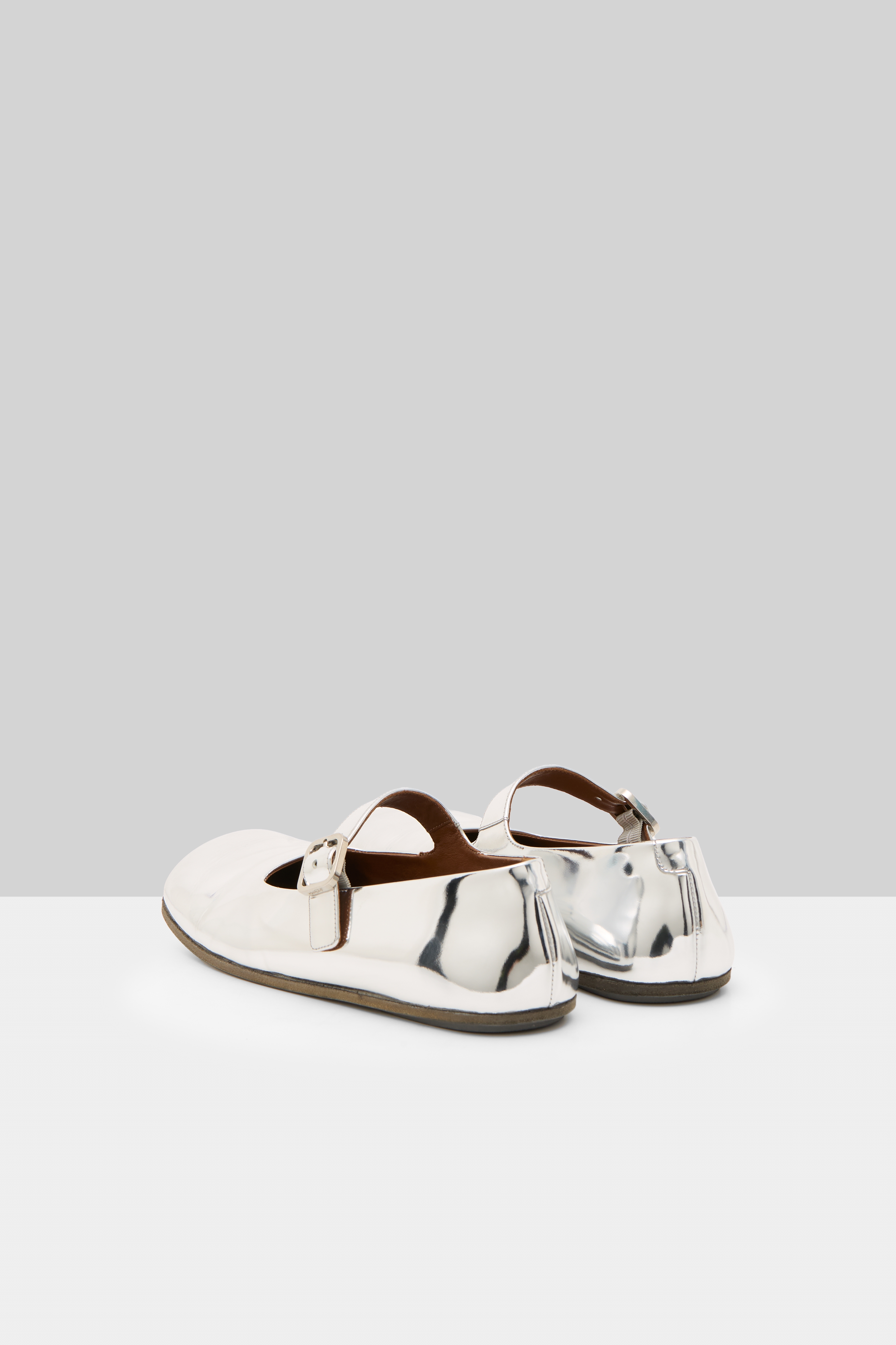 Appiedi Silver Foil Leather Ballerina Shoes