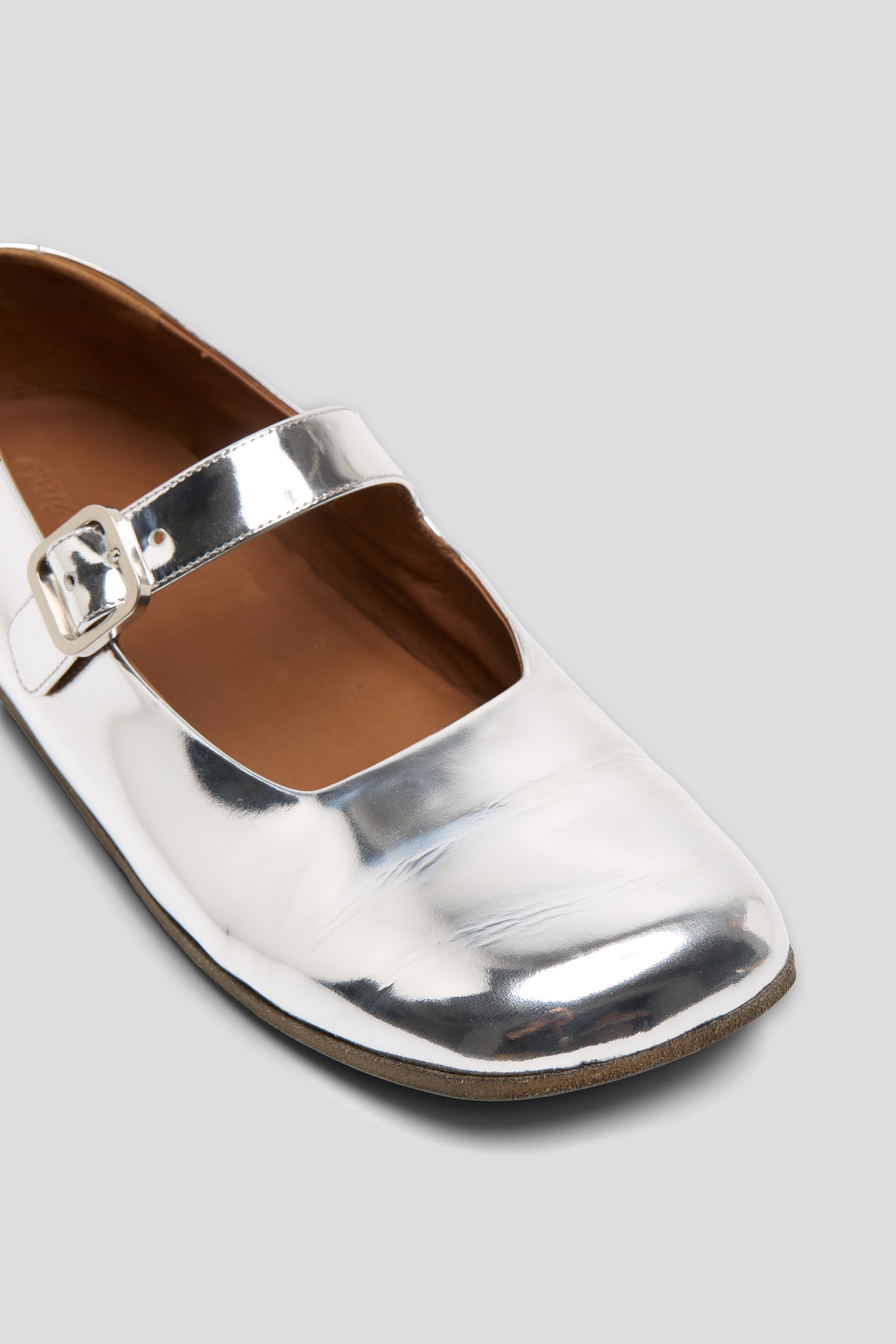 Appiedi Silver Foil Leather Ballerina Shoes