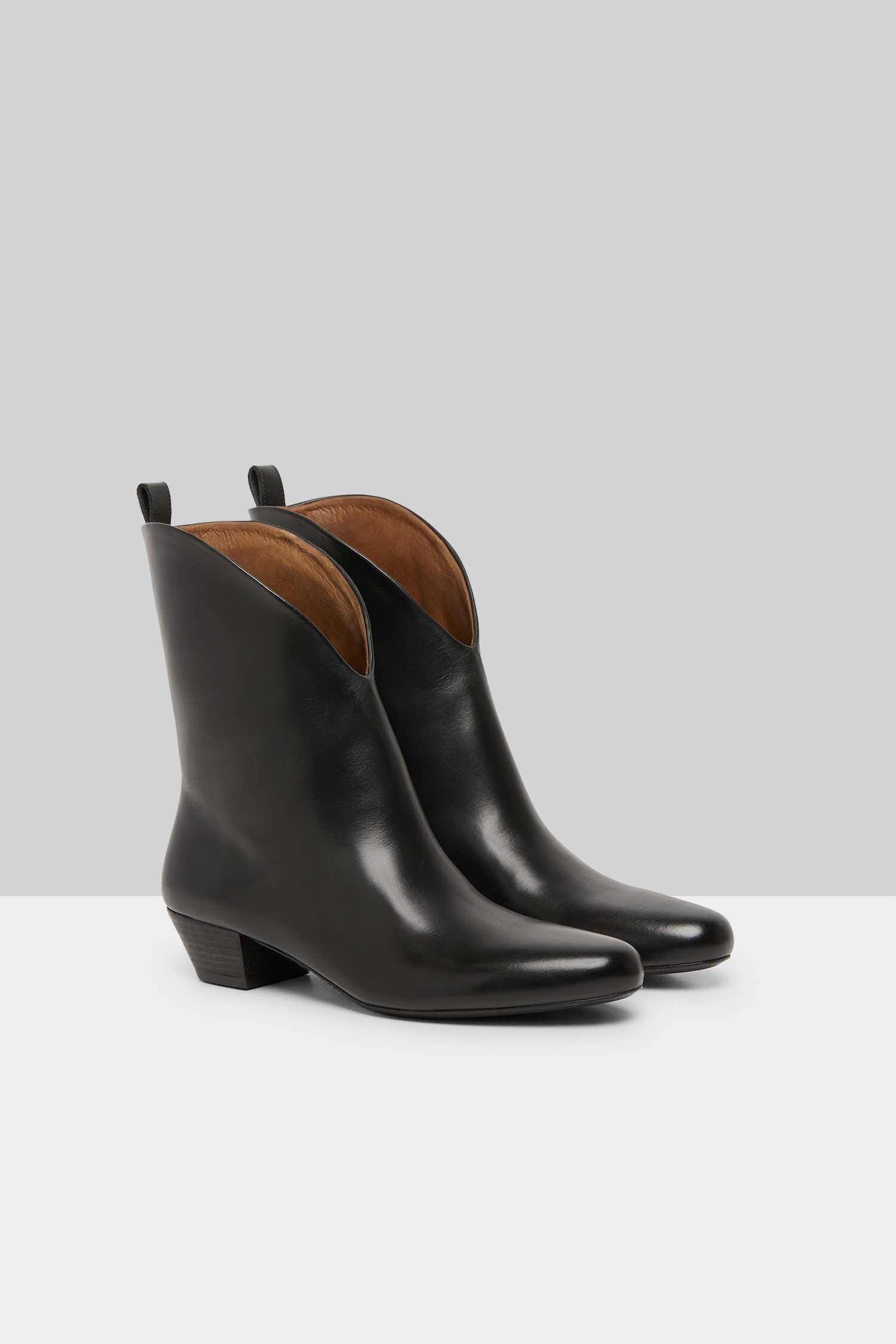 Goccio Black Leather Ankle Boots