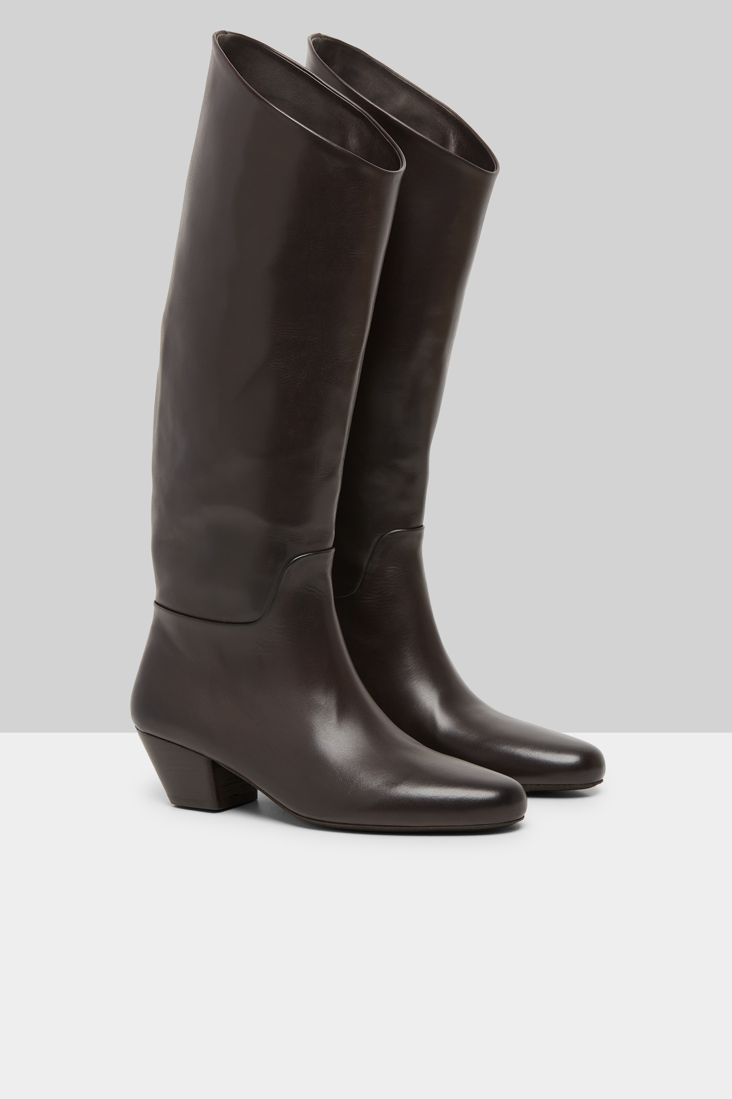 Goccio Dark Brown Leather Heeled Boots