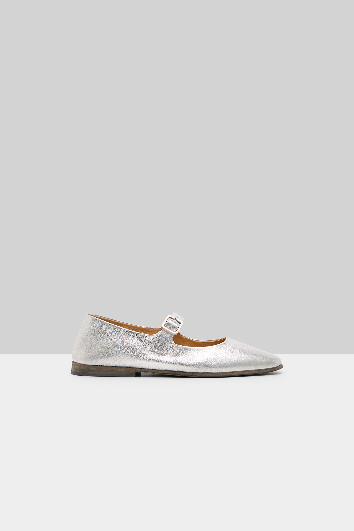 Scivolo Silver Foil Leather Ballerina Shoes