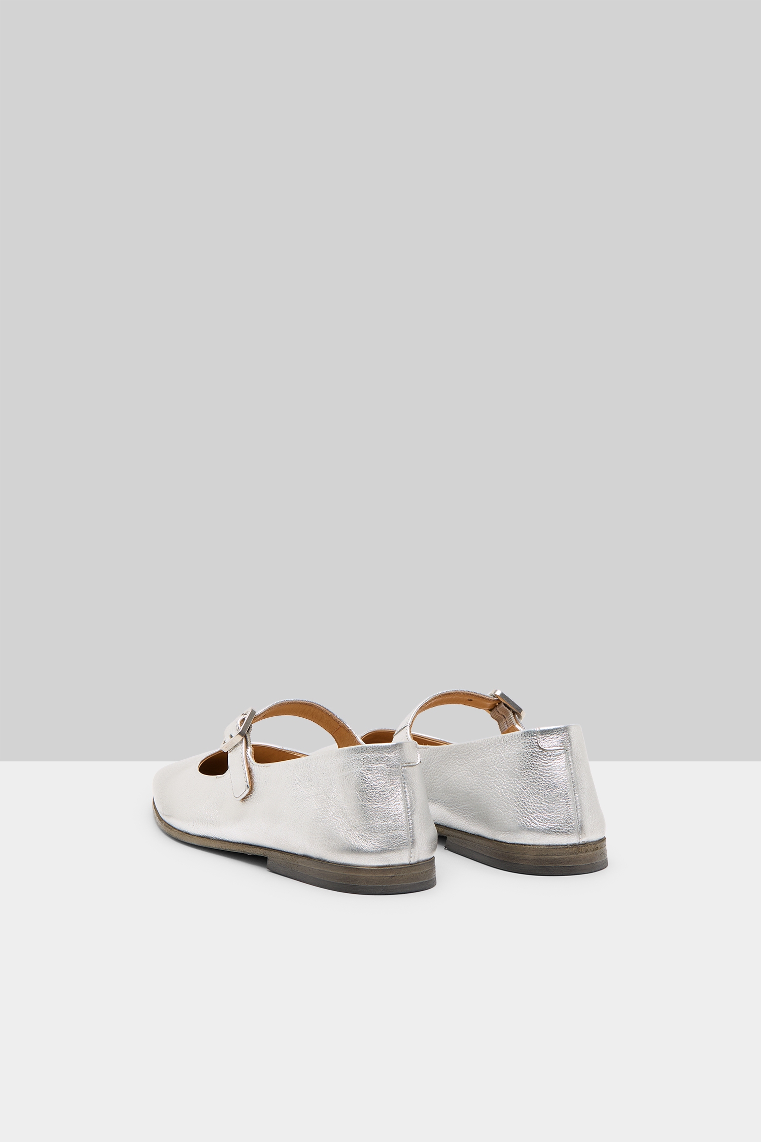 Scivolo Silver Foil Leather Ballerina Shoes