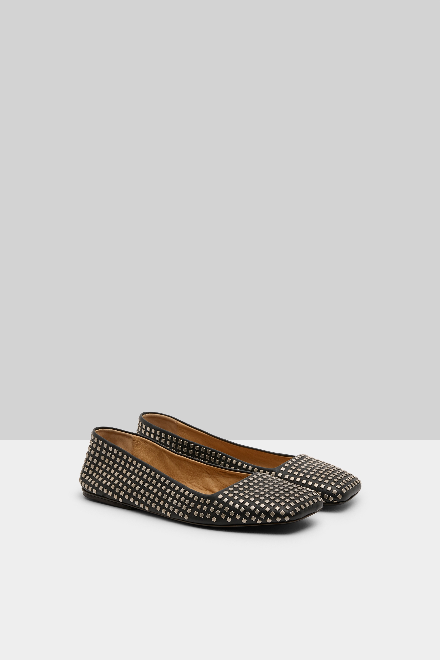 Quadrangolo Borchie Black Ballerina Shoes