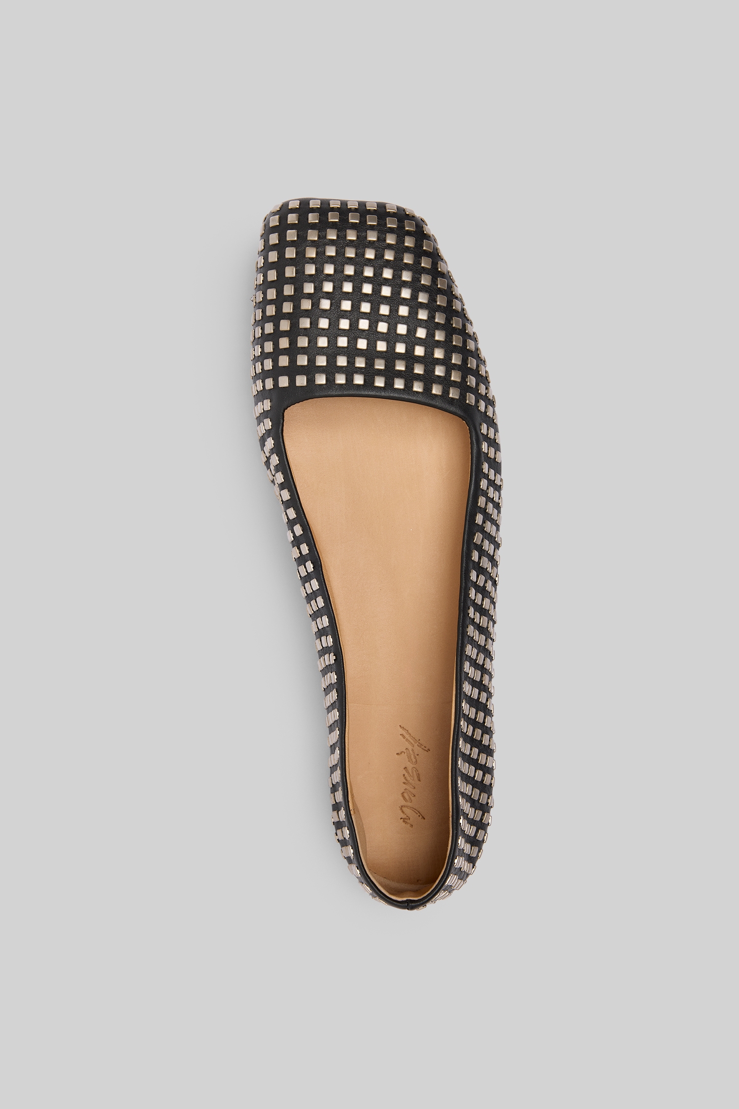 Quadrangolo Borchie Black Ballerina Shoes