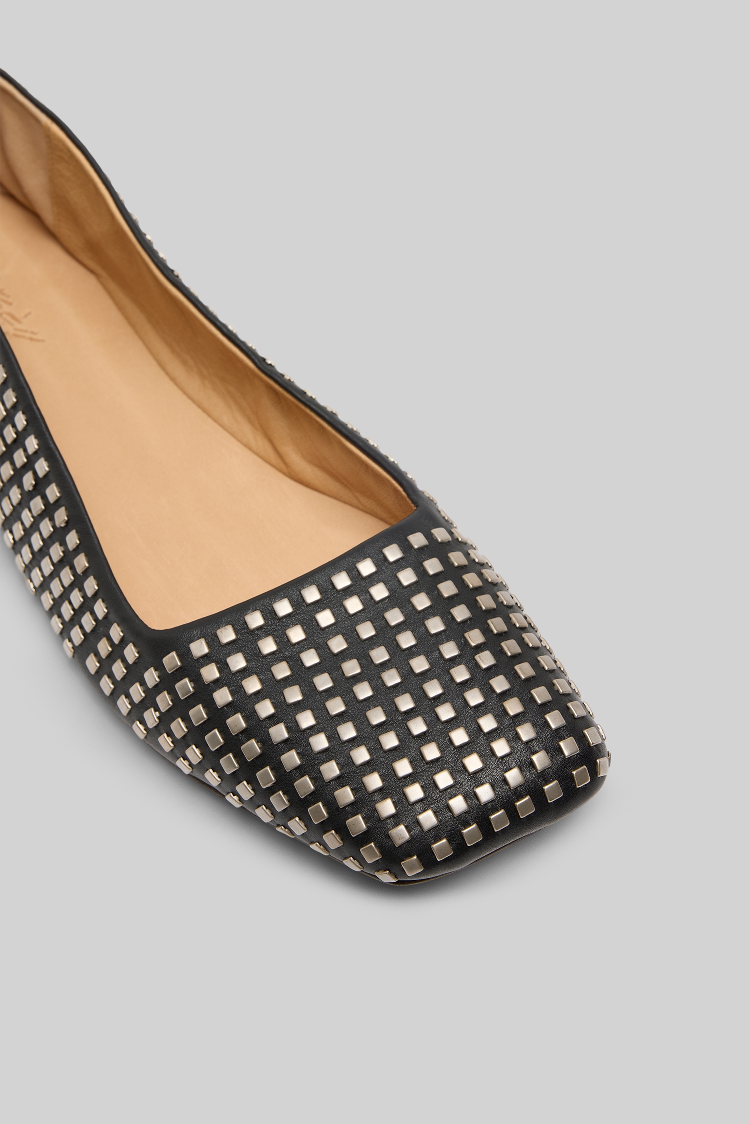 Quadrangolo Borchie Black Ballerina Shoes