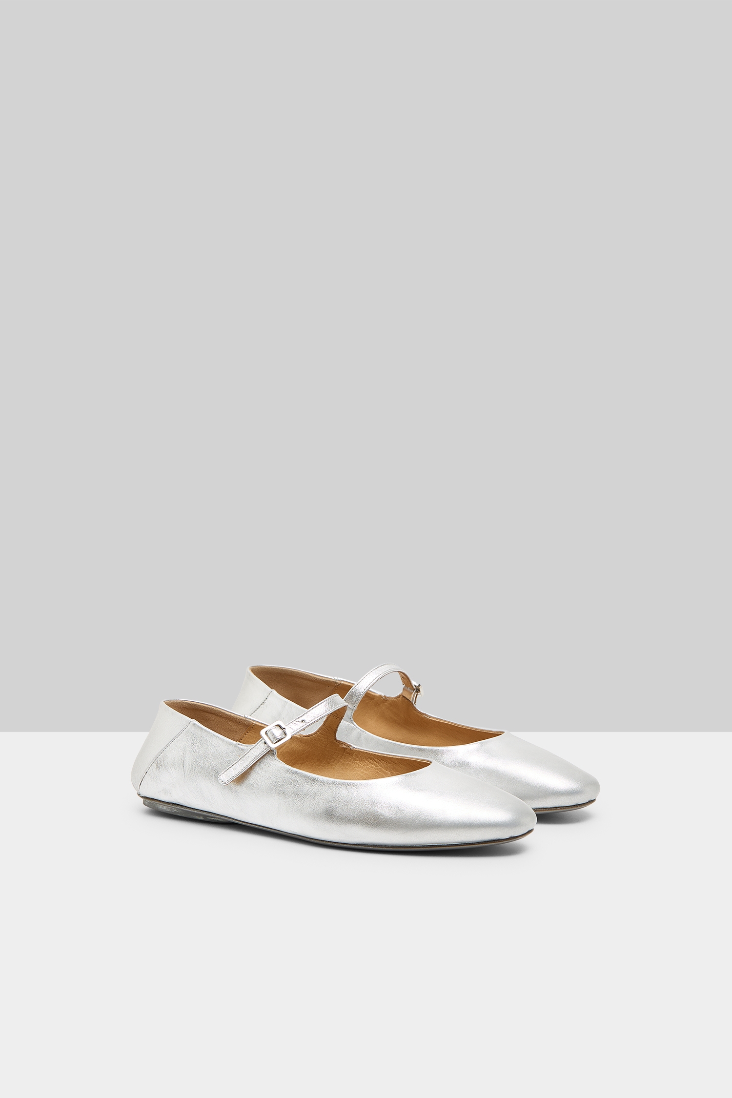 Strascico Silver Foil Ballerina Shoes
