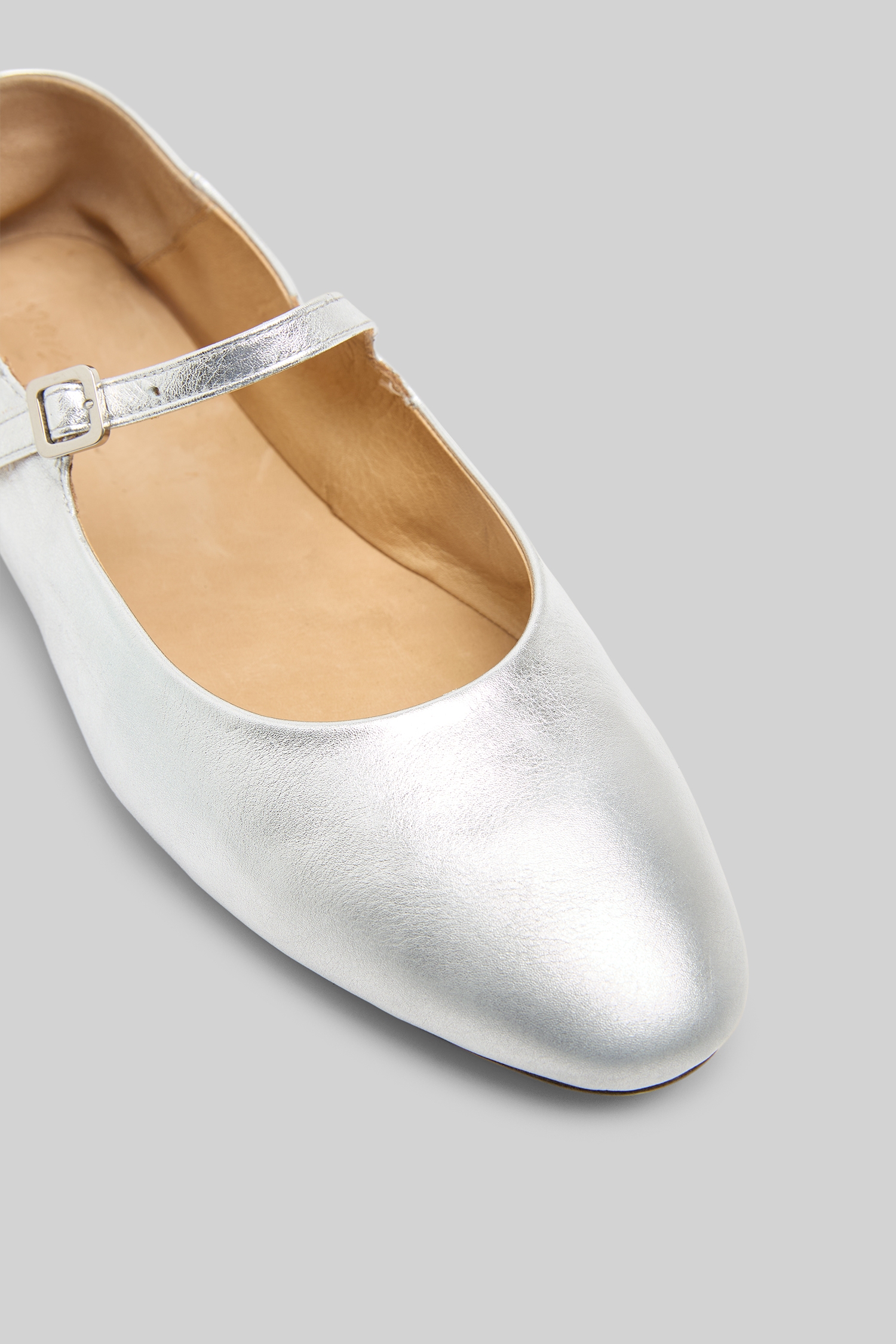 Strascico Silver Foil Ballerina Shoes