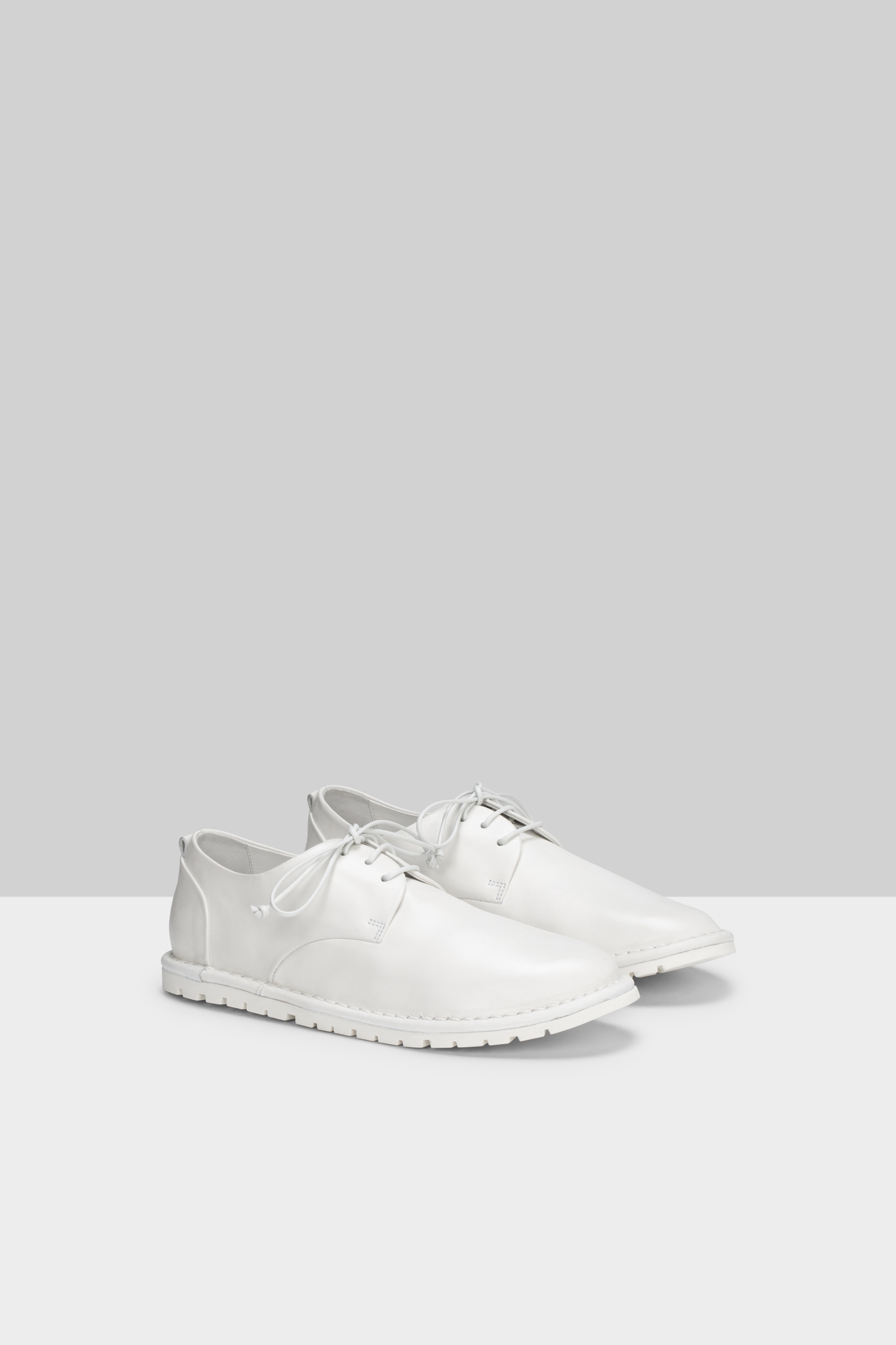 Sancrispa Optical White Leather Derby Shoes