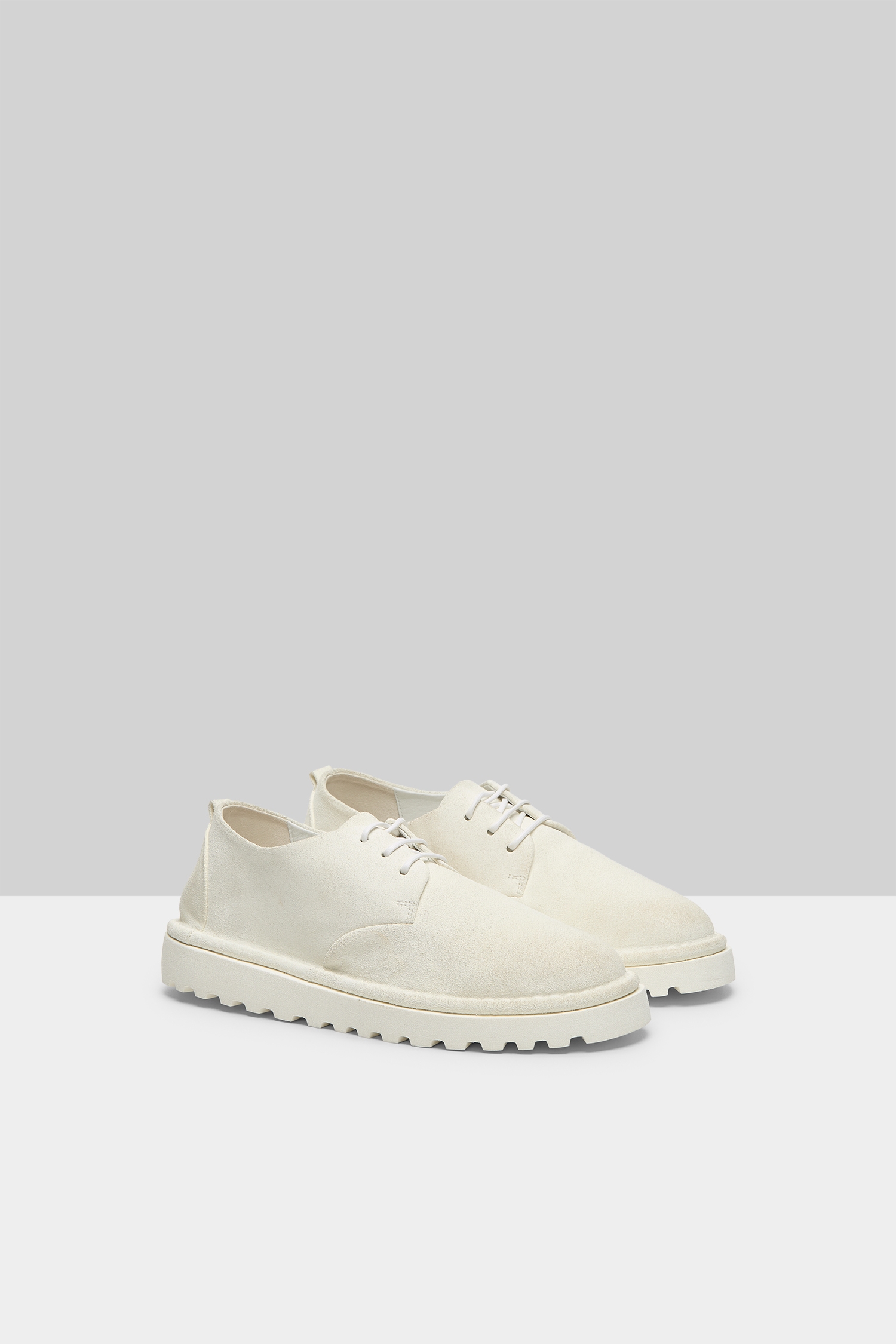 Sancrispa Alta Pomice Optical White Suede Derby Shoes