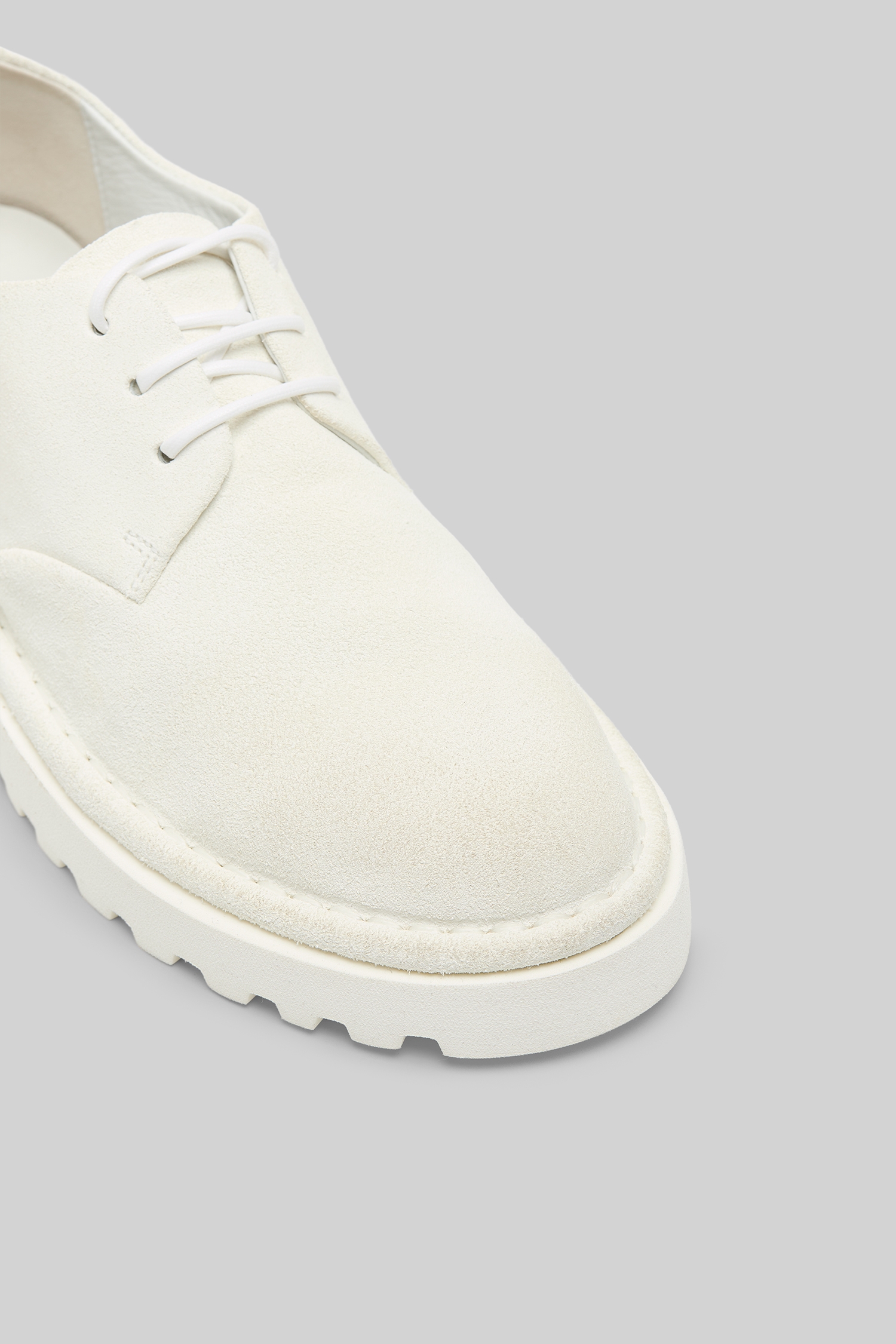Sancrispa Alta Pomice Optical White Suede Derby Shoes
